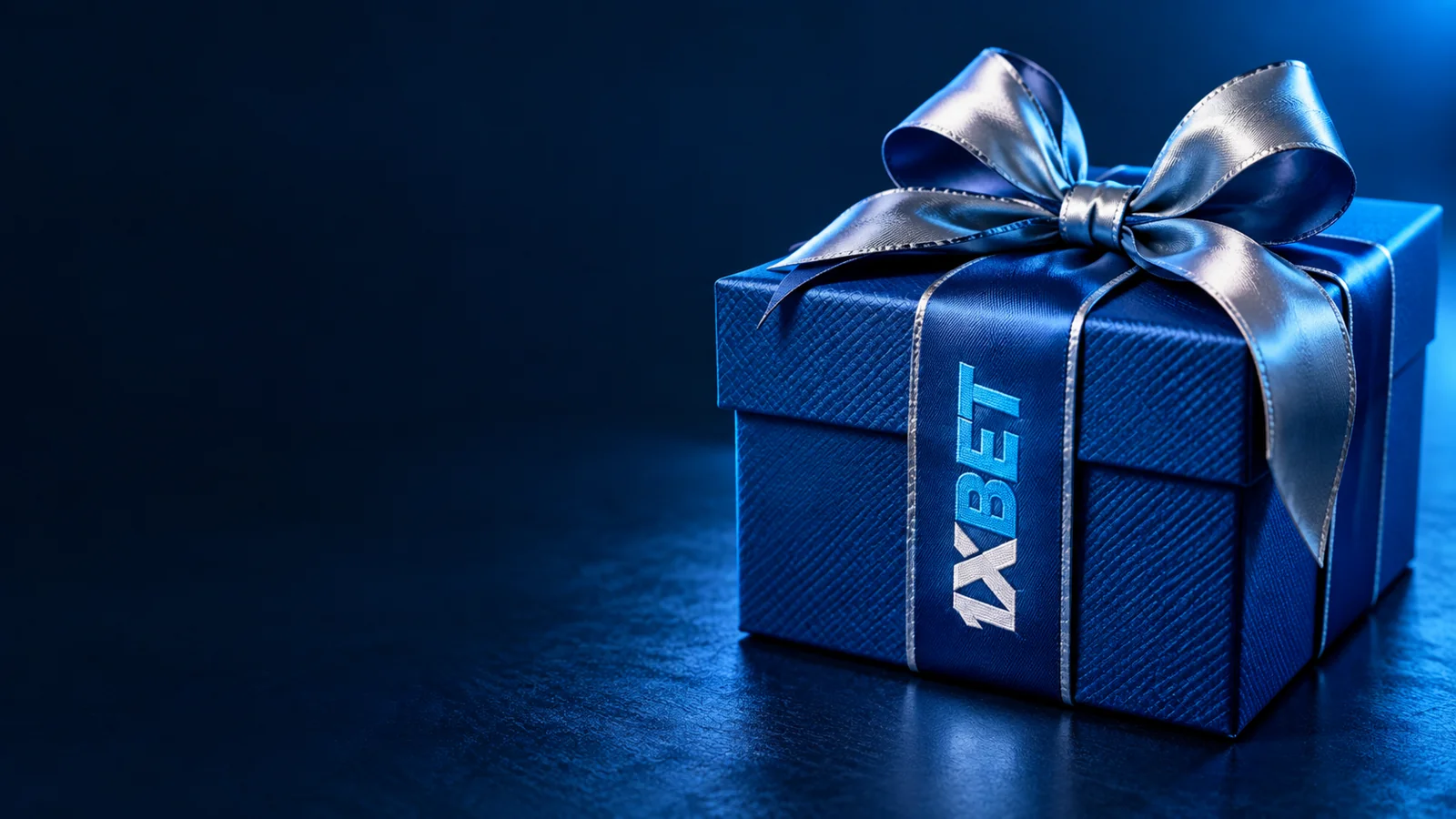 Asul na kahon ng regalo na may lasong 1XBET