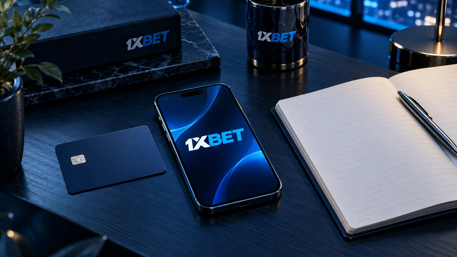 Telepono na may 1XBET, blangkong card at talaan